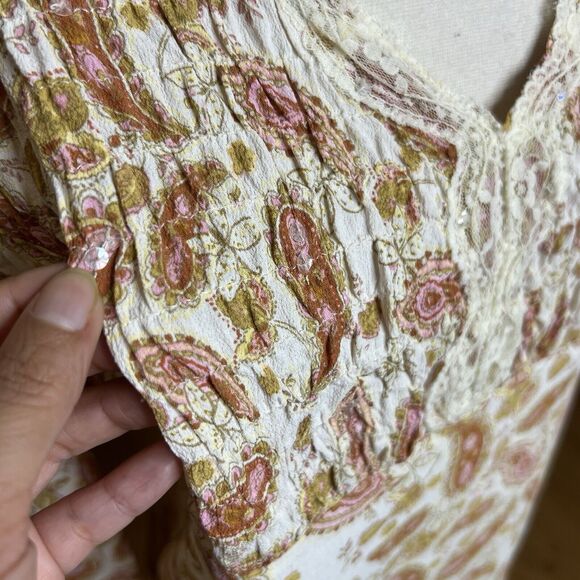 ALC At Last Classics Blouse Womens Medium Paisley Lace V Neck Tie Sleeve Y2k - Picture 6 of 9